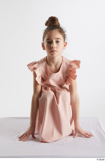 Doroteya  1 casual dressed kneeling pink dress whole body…